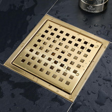 4 Inch Square Shower Floor Drain, Stainless Steel Black Shower Drain Kit with...