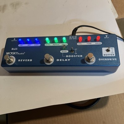 MOSKY Audio 5-in-1 Guitar Multi-Effects Reverb Delay Booster Overdrive Buffer