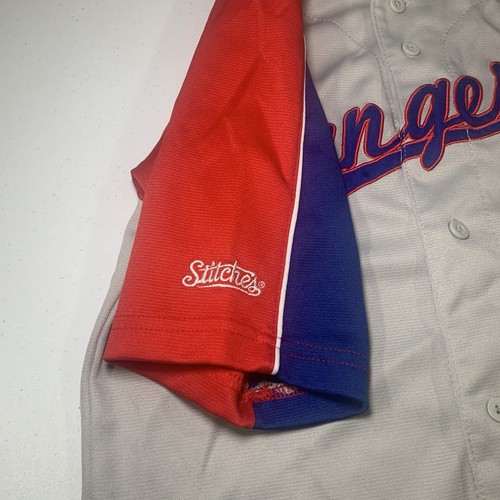 Maglia uomo MLB Texas Rangers cucita taglia media grigio blu rosso - Foto 4 di 8