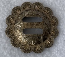 Vintage Solid STERLING Silver 1-1/2" Slotted Concho~Visalia Pattern~HAND Engrave