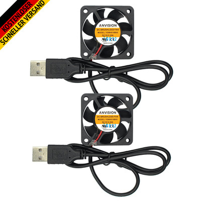 ANVISION 2Er Pack 40 X 40 X 10 Mm 4010 Dual Kugellager DC 5 V USB Brushless Cool