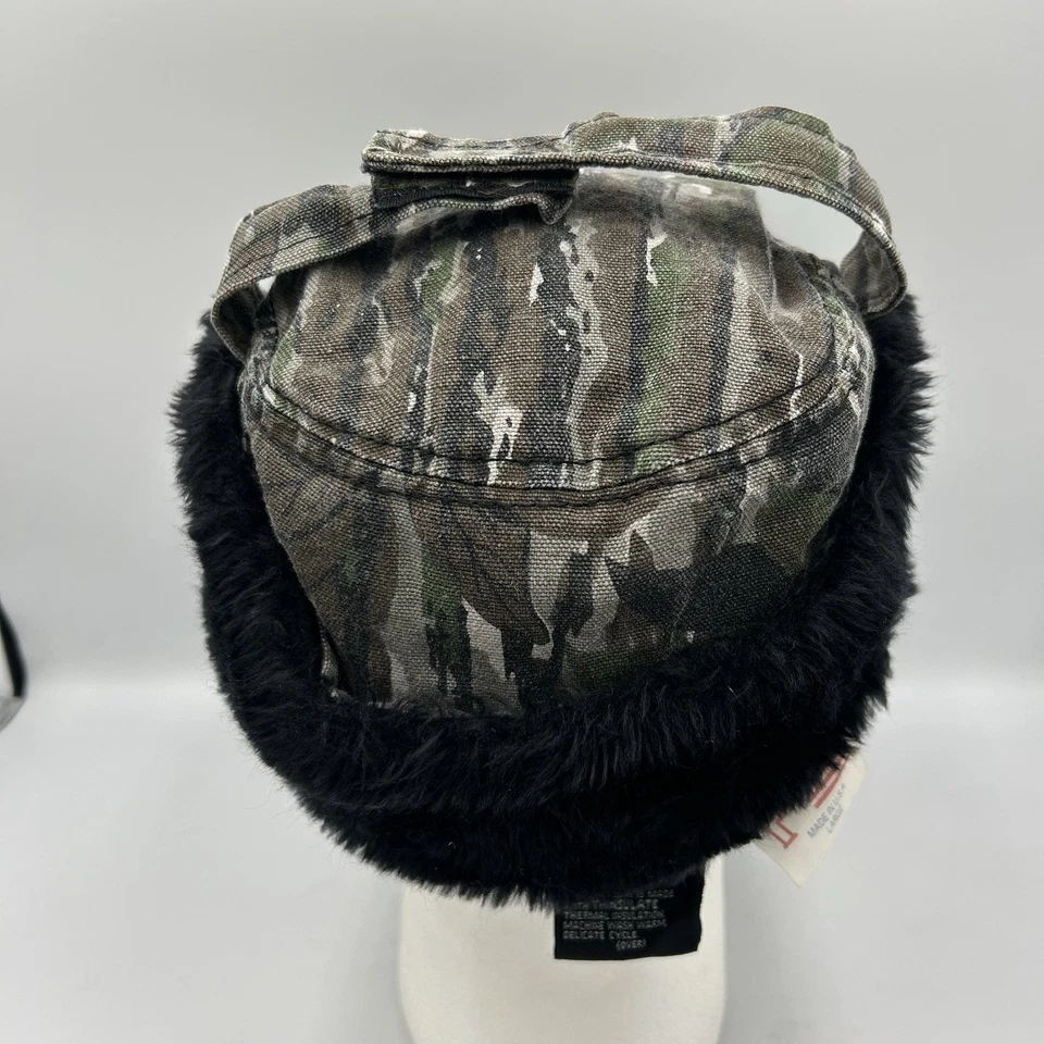 Camo Hunting Winter Trapper Hat Large Faux Fur Ear Flap Thinsulate Made In USA - Image 4 of 4