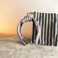 LELE SADOUGHI Dusty Rose Gingham Knotted Women's Headband