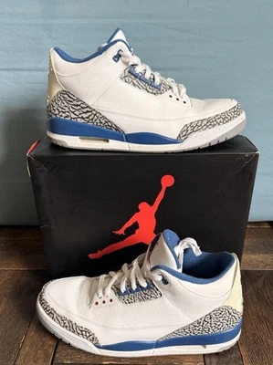 Nike Air Jordan Retro 3 Men's Sneakers True Blue/White/Cement, Size 15, 2011 - image 1 of 4
