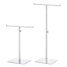 2 Pack Purse Display Stand T Shaped Metal Adjustable Handbag Rack Silver