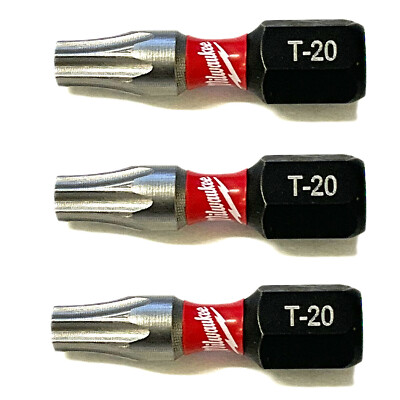Milwaukee SHOCKWAVE Impact Duty 1 Inch T20 Torx Alloy Steel Insert Bit 3 Count