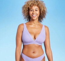 Shade  Shore Lightly Lined Ribbed Longline Triangle Bikini Top Womens 34D