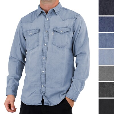 Levi's Men's Denim Pearl Snap Button Western Shirt Long Sleeve