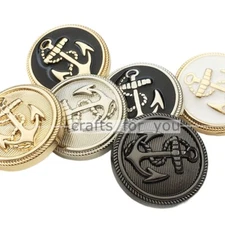 ROUND ANCHOR 15MM-28MM METAL SHANK SEWING BUTTONS CRAFTS FOR CLOTHING/BAG 6PCS