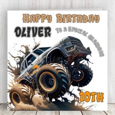 Personalised Birthday Card Monster Truck Cars Friend Brother Grandson Nephew Son