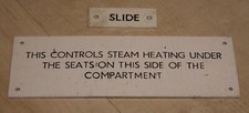 VINTAGE  ORIGINAL BRITISH RAIL MKII CARRIAGE SIGNS STEAM HEATING CONTROLS SLIDE