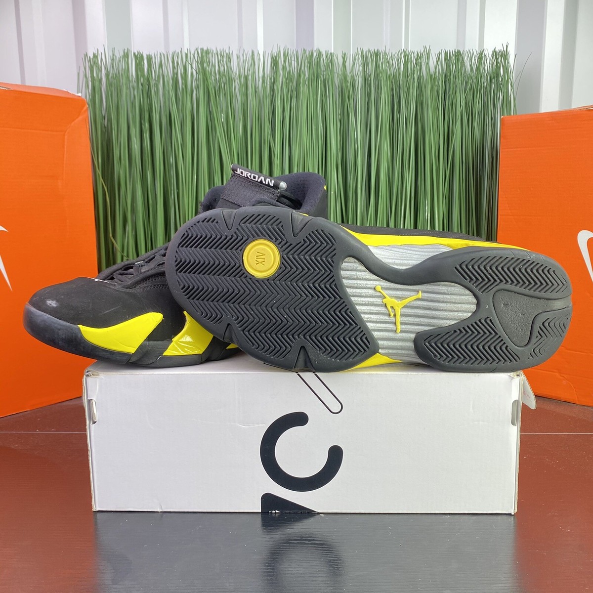 RARE Nike Air Jordan Retro 14 Thunder Black Yellow Mens Shoes