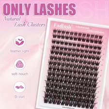 Fadlash Cluster Lashes Individual Lash 0.07mm D Curl Wispy Cluster Eyelashes