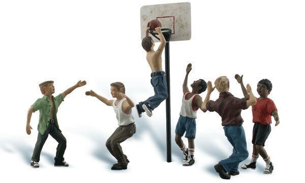 O Scale Shootin'Hoops (6) Six Men Woodland scenics A2760