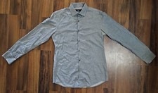 Huge Boss Long Sleeve Button Up Grey With White Polka Dots Mens' Medium Slim Fit