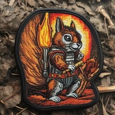 Squirrel Patch Embroidered Iron-on Applique for Clothing Wild Animal Warrior