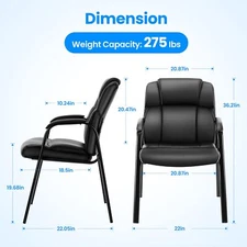 Luxury Padded Leather Arms Waiting Room Chairs (2 pcs) - Premium Comfort