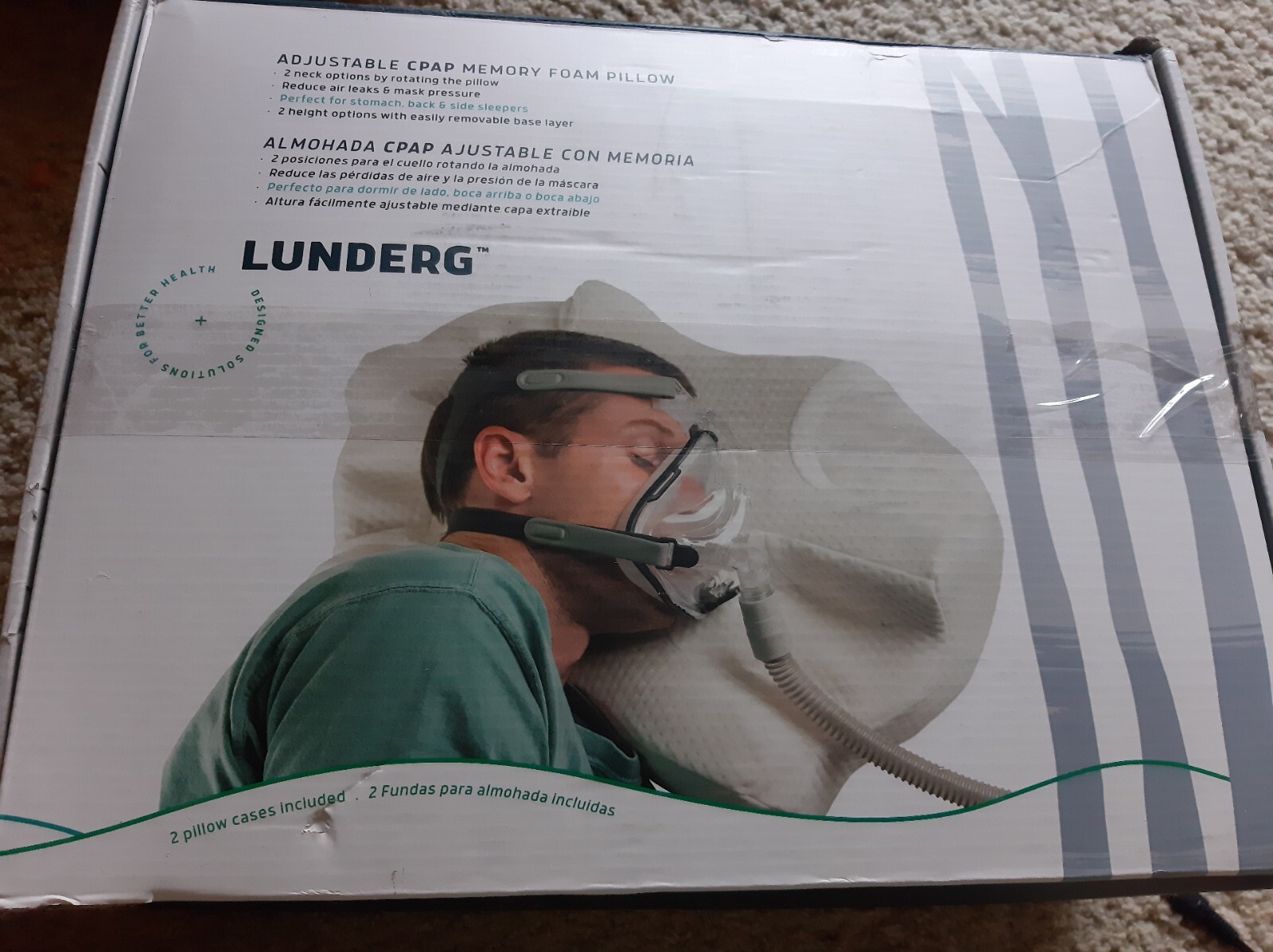 Lunderg CPAP Pillow for Side Sleepers Includes 2 Pillowcases