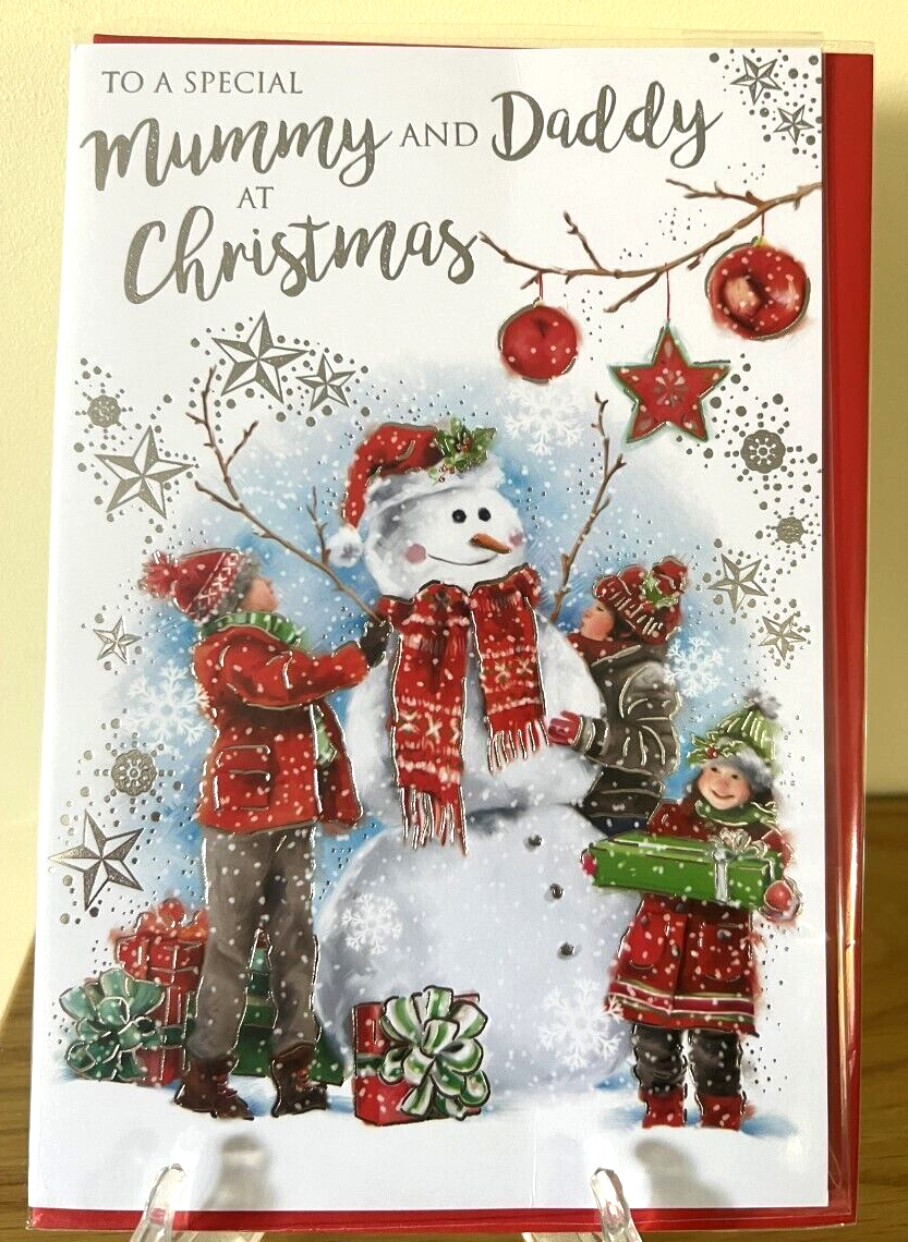 To A Special Mummy & Daddy Christmas Card - Foil Xmas Premium Quality