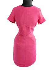 BODEN UK 10R PINK WOVEN SHORT SLEEVE KNEE LENGTH SMART WORK EVENING PARTY DRESS