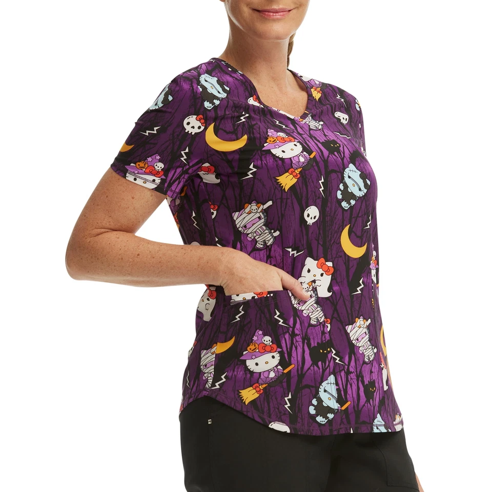 Scrubstar Women's Sanrio Hello Kitty Night Forest Scrub Top Multicolor Size 3XL - Image 4 of 4