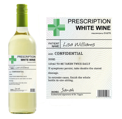 Personalisiertes Weißwein-Flaschenetikett mit Rezept - vorgeschnitten glänzend - lustiges Geschenk