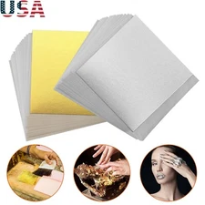 200 Sheets Imitation Gold Leaf Foil Paper for Arts Gilding Craft Decoration DIY