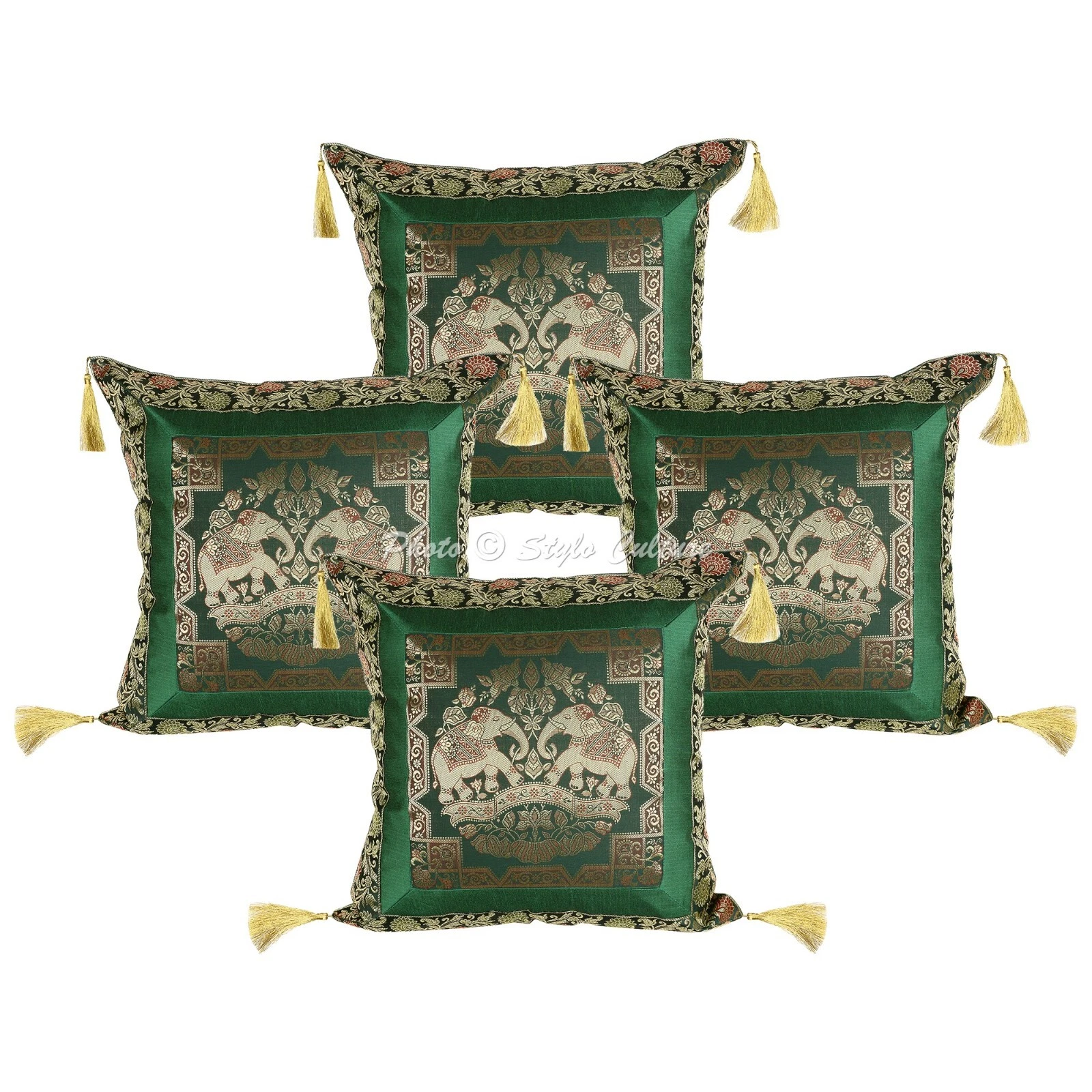 Brocade Jacquard Cushion Cover Elephant Pillow Case Hippie Gypsy Home Decor