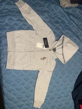 Ralph Lauren Grey Polo Teddy Bear W/ Horse Hoodie Full Zip Sweatshirt 4T NWT