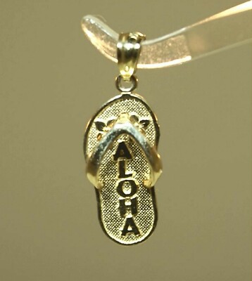 9MM 14K GELBGOLD HAWAII ALOHA PLUMERIA SLIPPER KLEINER CHARM LINKER Anhänger