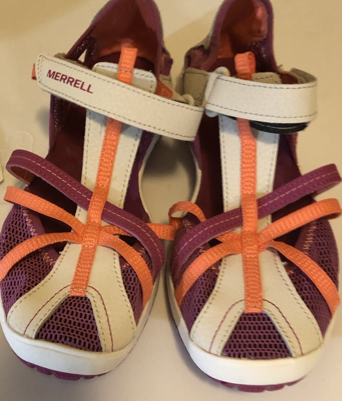 Merrell sandali donna idro scarpe pelle maglia viola arancione taglia 6 nuovi