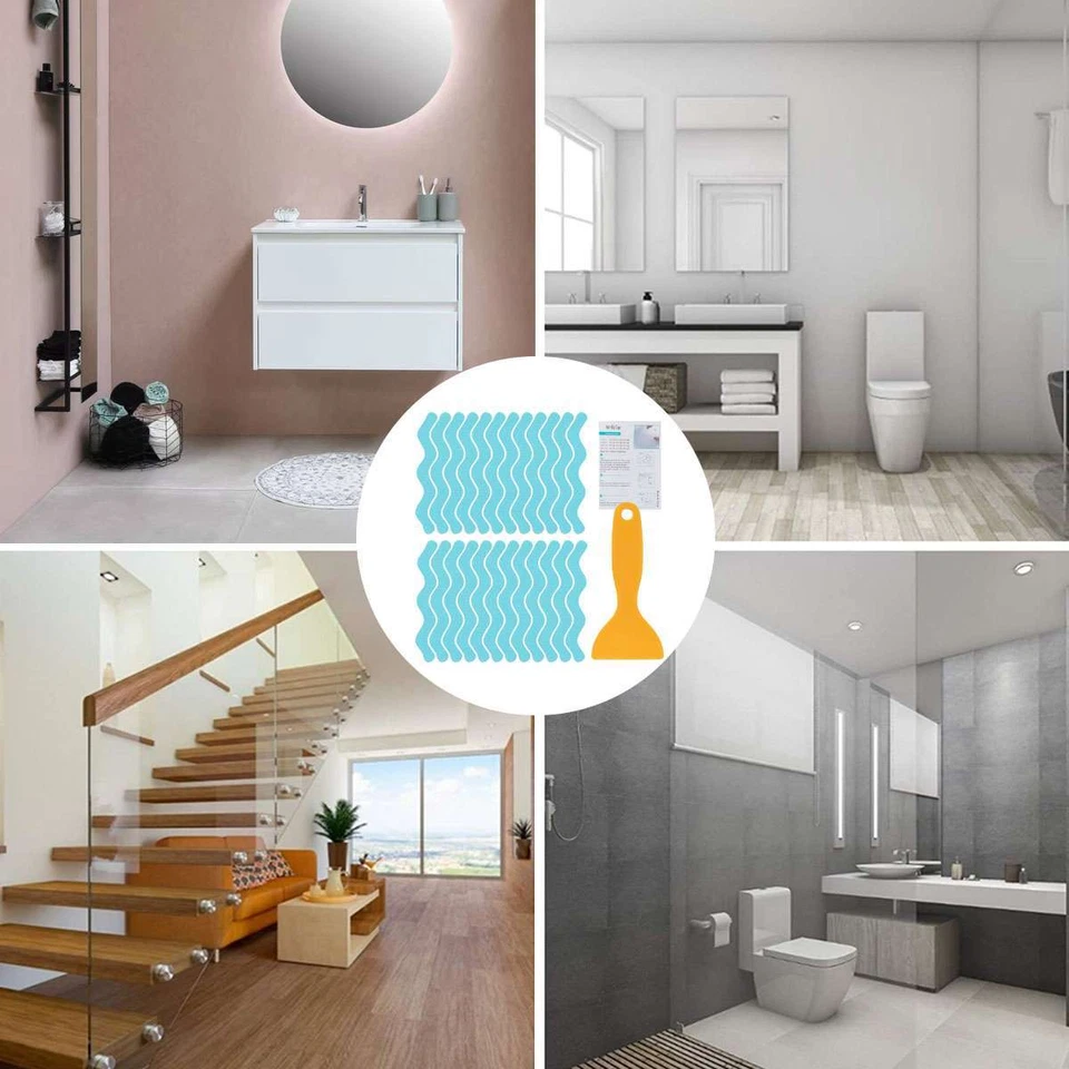 Juego de 24 pegatinas antideslizantes para bañera ducha tiras antideslizantes hogar pegatinas antideslizantes EE. UU. Foto 2 de 4