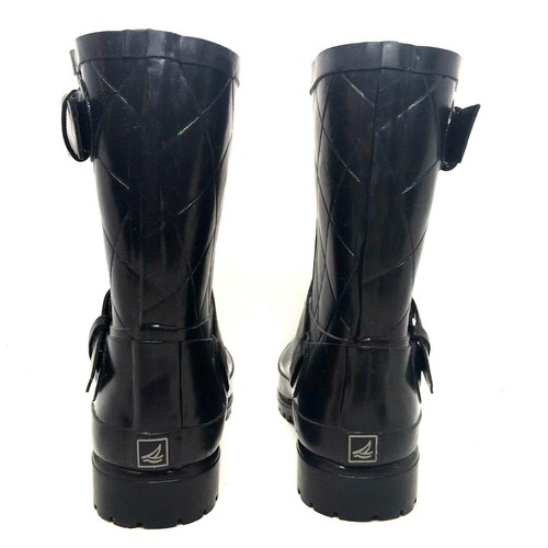 Sperry Top Sider Women's Sz 6 M Black Water Proof Rubber Rain Boots Shoes - Picture 6 of 10