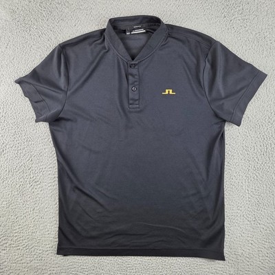 J Lindeberg Shirt Mens Large Black Bode Regular Fit Blade Polo Short Sleeve