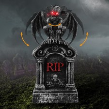 JOYIN Halloween Animatronic Outdoor Tombstones Black Bat Tombstone