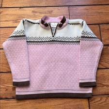 Hanna Andersson Girls Fair Isle Nordic Pink Cream Patterned Cotton Sweater Sz 5