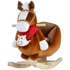 Kids Ride-On Rocking Horse Toy, Rocker with Lullaby Song, Hand Puppets  Soft...