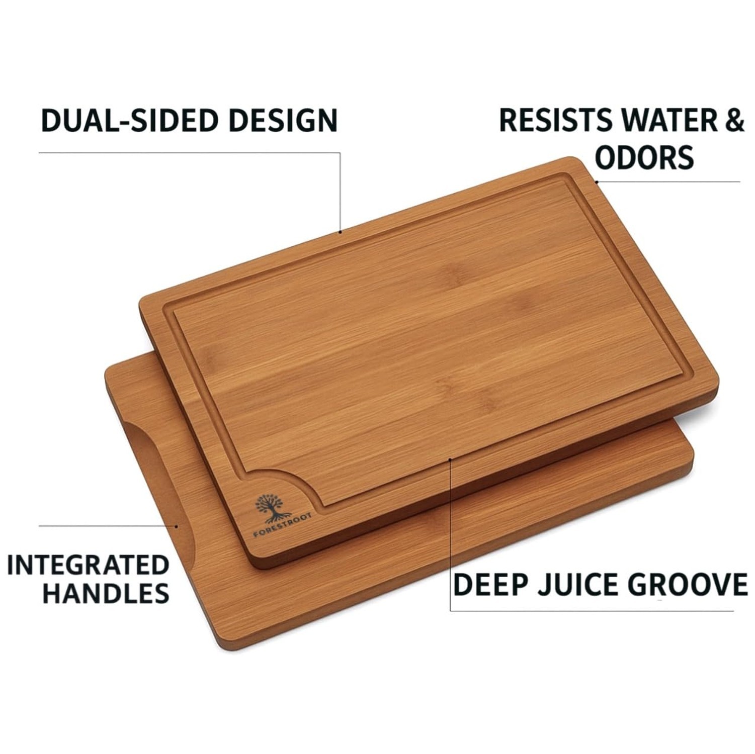 Bamboo Cutting Board Set – 3-Piece Wooden Kitchen Boards for Meal Prep & S