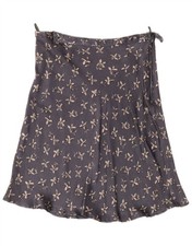Benetton Womens A-Line Skirt IT 44 Medium W30 Grey Floral Viscose DU29
