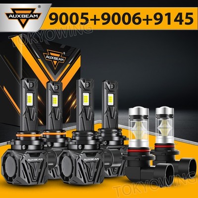 AUXBEAM 9005 9006 LED Headlight & 9145 Fog Bulbs For Toyota Highlander 2004-2007