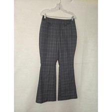 Urban Outfitters Flare Trousers Women 6 Grey Glen Plaid Mid Rise Dress Pants New