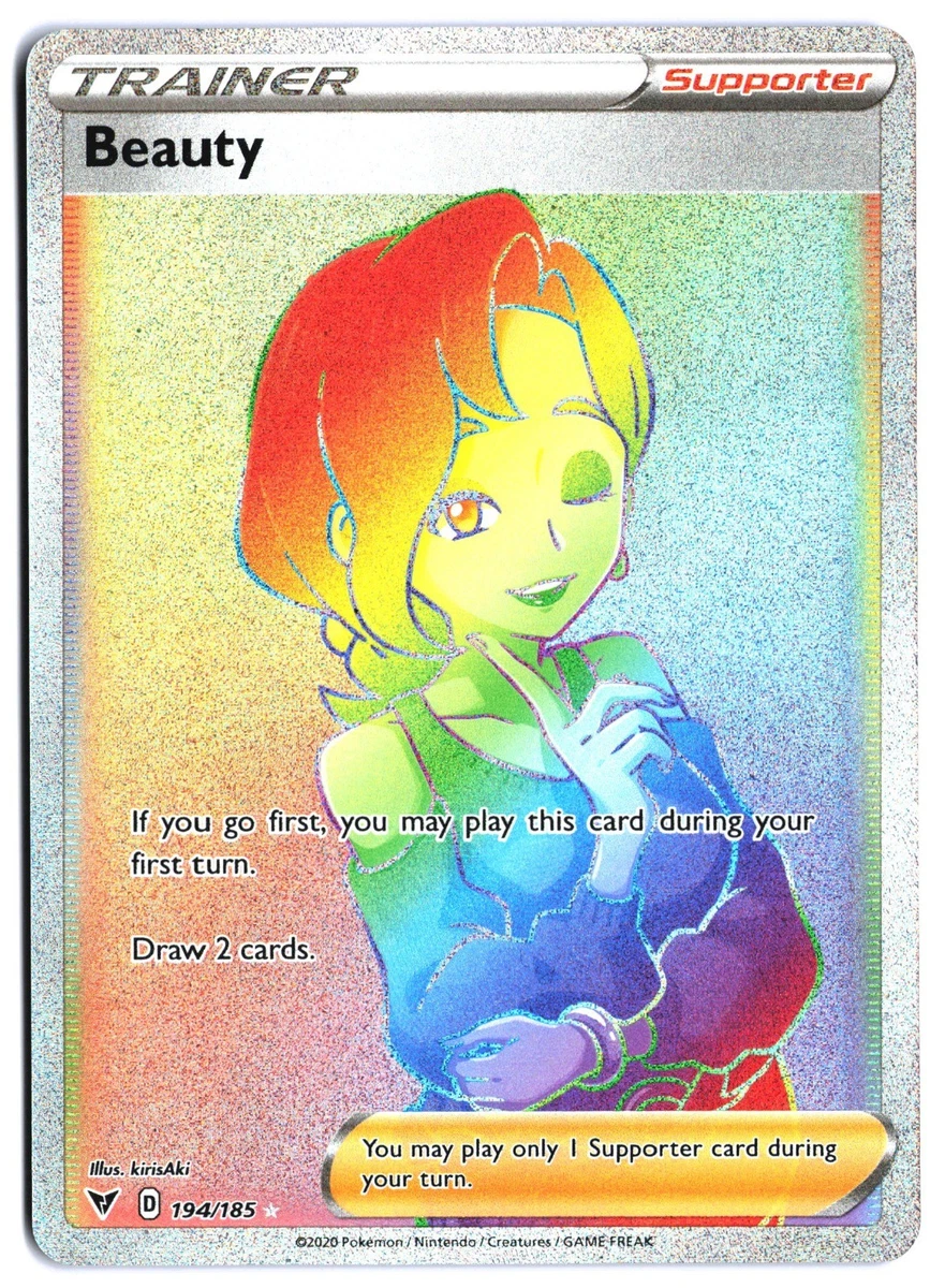 beauty trainer pokemon card value 5 Full Art Lot - X1 Secret Rare, X4 Full Art Etched Cards If you go first Beauty 2020 Sword & Shield:
