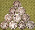 Group of Ten Older Mercury Dimes