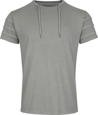 RED by EMP Herren graues Basic T-Shirt mit Ärmel-Applikationen M
