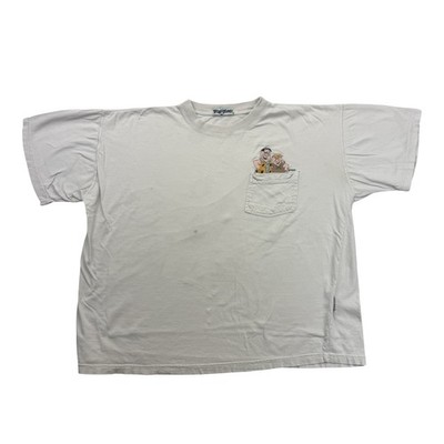 Vintage Toon Time Flintstones Shirt Mens XL White Short Sleeve Distressed