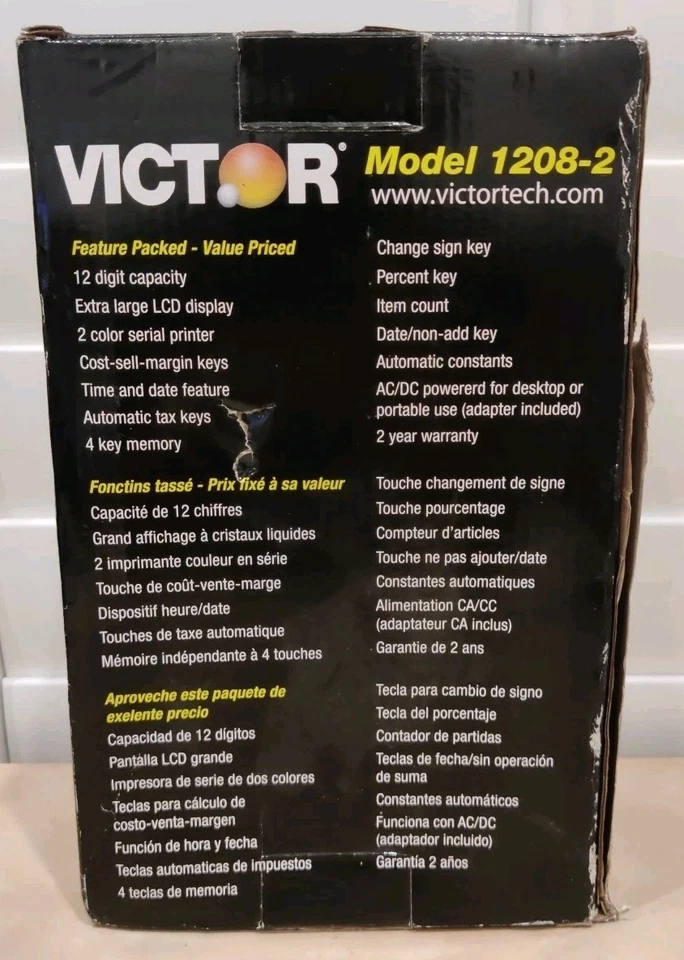 Victor 1208-2 Printing Calculator Adding Machine 12 Digit LCD Display Battery/AC - Image 3 of 4