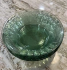 Set Of 4 Vintage Coca-Cola Green Glass Embossed Bowls Mint Condition 7.5” Diam.