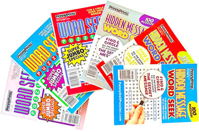 Lot 6 Penny Press Hidden Message & Original Word Seek Search Find Puzzle Books