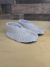 HAND KNITTED SUEDE BOTTOM WOMAN SLIPPERS "COZY CUTE" SIZE MEDIUM/LARGE