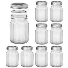 KAMOTA Mason Jars, 16 oz Octagonal Jars With Regular Lids and Bands, Ideal fo...